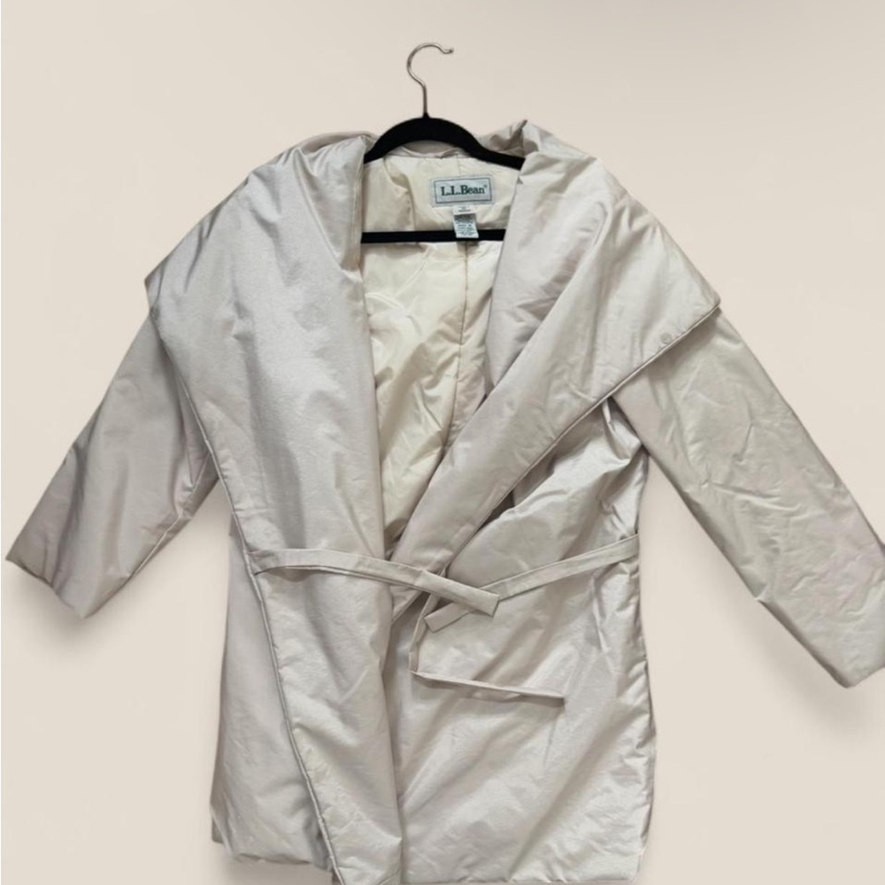 L.L. Bean Off-White Belted Jacket